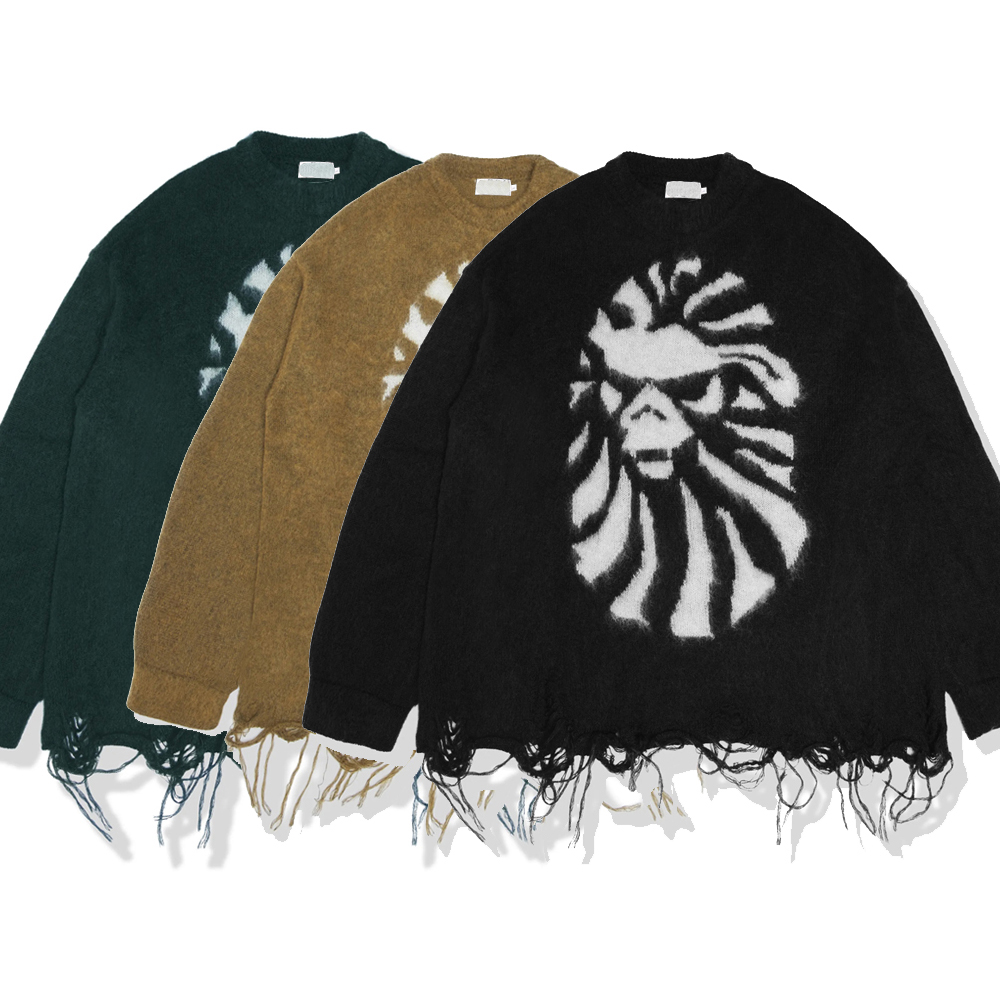 

Women's Clothing Black apricot dark green mohair round neck tassel destroys hem sweater Women's Sweaters Famous designer of fashion and leisure street.