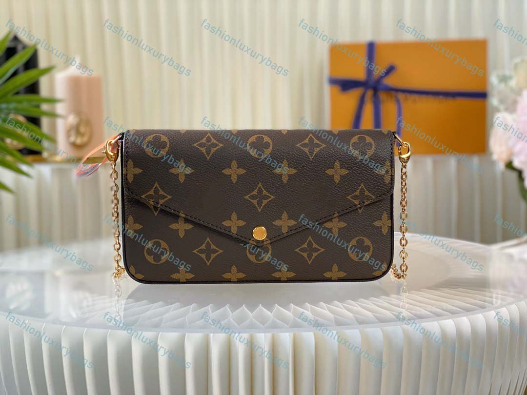 

Women designer bag POCHETTE FELICIE Louiseity shoulder bags Viutonity handbag purse crossbody messenger bags 3pcs/set luxe flower clutch chain coin pouch tote 222, Increase freight