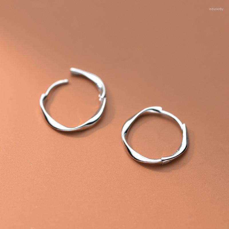 

Hoop Earrings Genuine 925 Sterling Silver Simple Twisted For Women Fine Jewelry
