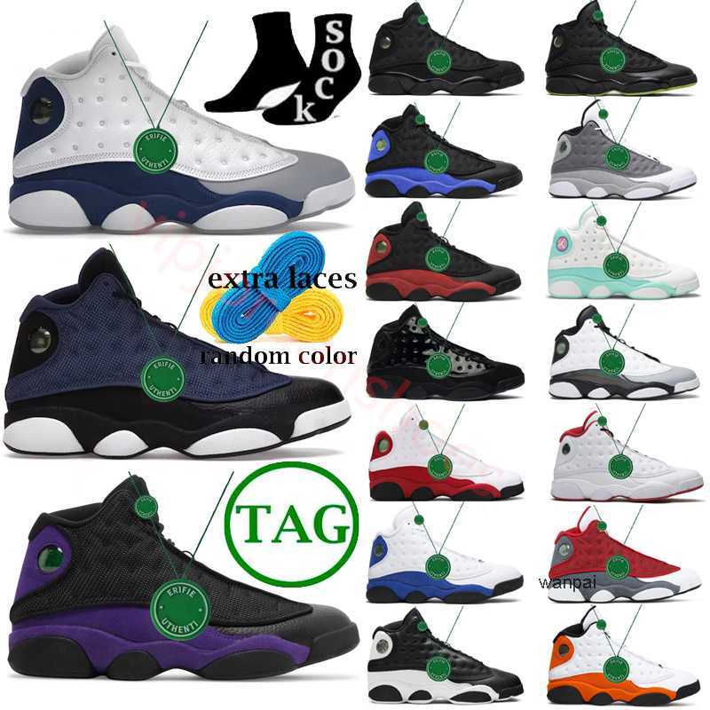 

2023 With Box 13s Basketball Shoes Black Flint Red Navy Air Jumpmans 13 Black Cat University Blue Hyper Royal Del Sol Court Purple Lucky Green, Color # 24