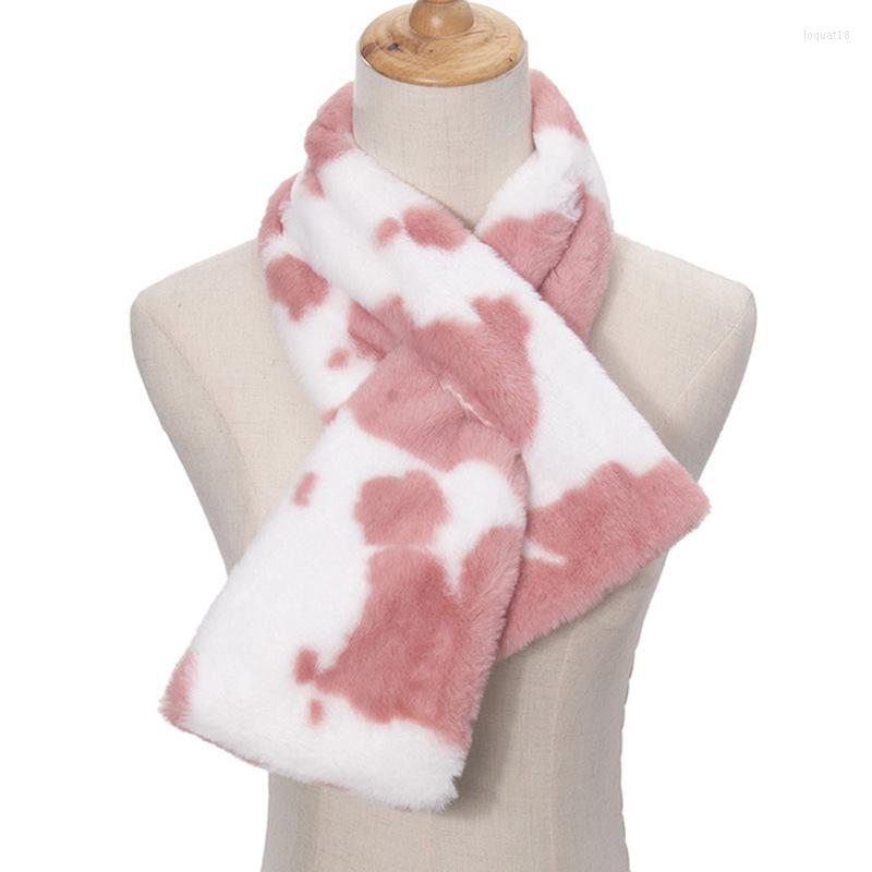 

Scarves Fashion Winter Black White Pink Faux Fur Cow Scarf For Women Ladies
