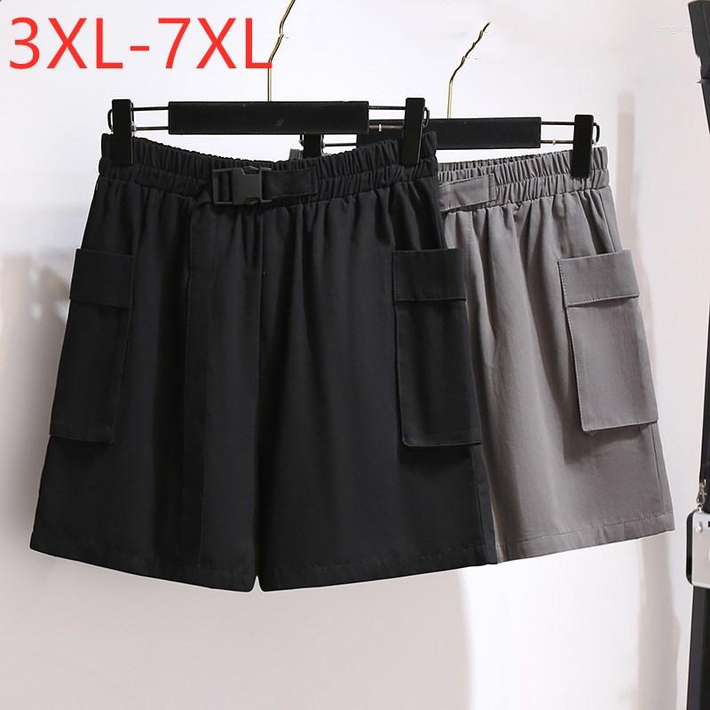 

Pants 2022 Ladies Summer Plus Size Sports Shorts For Women Large Loose Casual Wide Leg Black Pocket 3XL 4XL 5XL 6XL 7XL