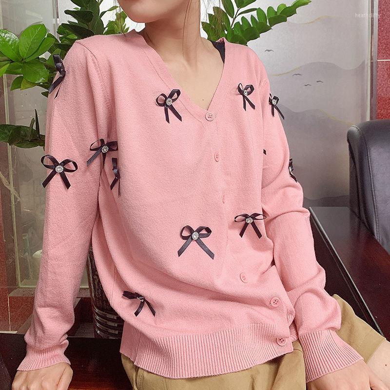 

Women' Knits 2022 Autumn Elegant Cardigan Sweaters Women Bow Knit Long Sleeve Harajuku Winter Korean Designer Fashion Chic Clothing, White