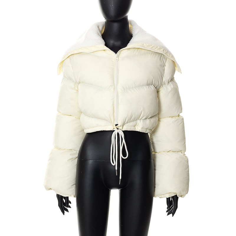 

women down jacket short cotton womens 3 dimensional large pocket bread clothing, Black