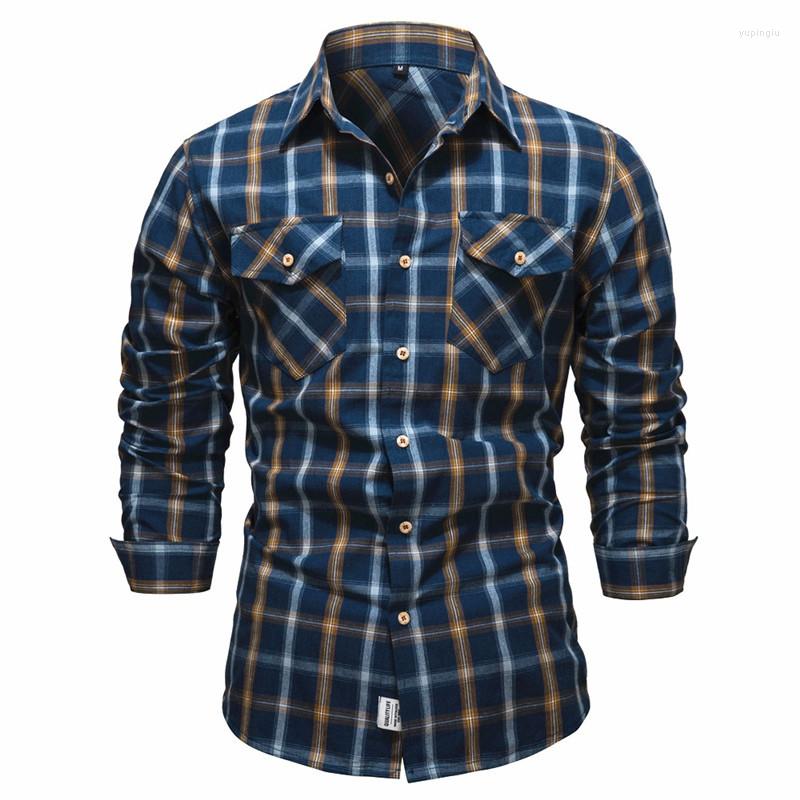 

Men' Casual Shirts Spring Cotton Plaid For Men Luxury Social Dress Shirt Long Sleeve Men' Clothing, Khaki