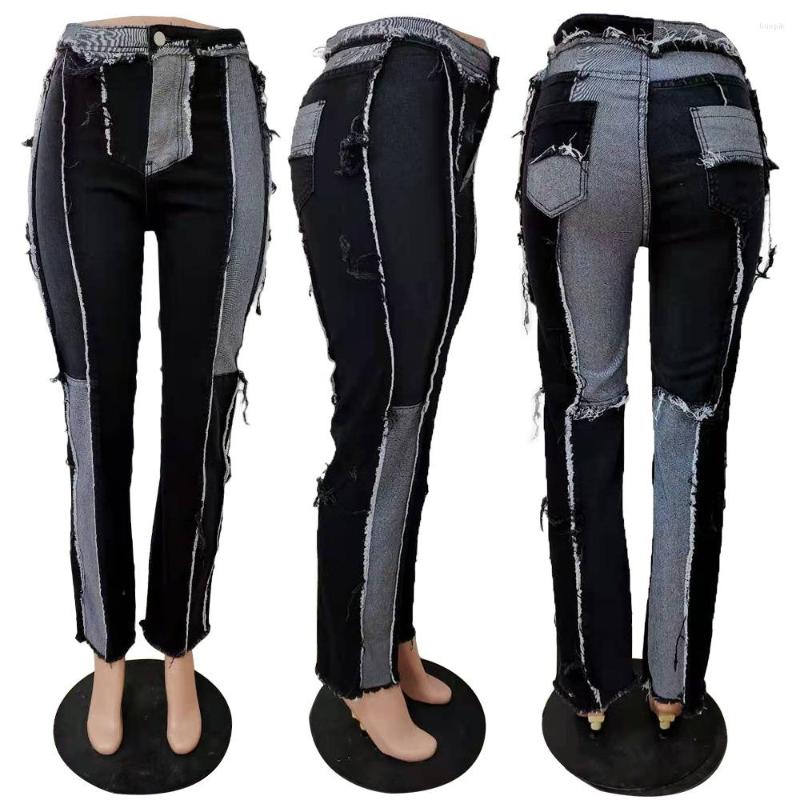 

Women' Jeans Women' Patchwork Color Denim All-match Stitching Skim Fit Pants For Party Vacation Travelling Shopping Dating, Picture shown
