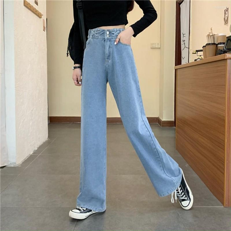

Women' Jeans Womens High Waisted Denim Students Streetwear Jean Mom Leisure Design 2022 Pockets Long Trousers Woman, Blue