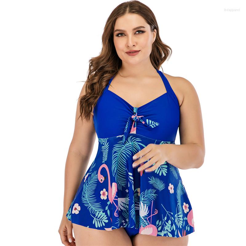 

Women's Swimwear 2022 Plus Size 3XL 4XL Beachwear Flower Women Large Bandeau Bathing Suit Est Swim Dress Two Pieces