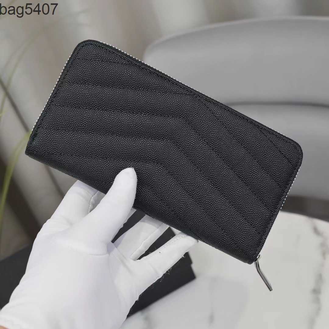 

Luxury Design Bag Ladies Purseshop Wholesale and Retail Long Zipper Cowhide Wallet Multi Card Credit y Letter, Black gold button