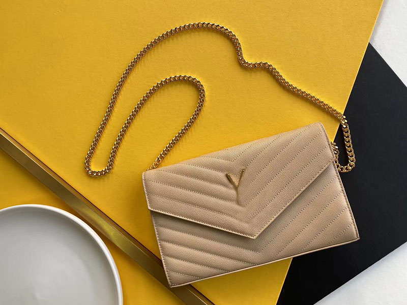 

Luxury Designer Leather shoulder bags chain purse fashion YS clutch lady chain cowhide handbags presbyopic card holder purse messenger women cross body bag, White