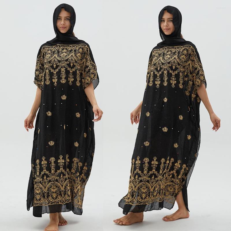 

Ethnic Clothing Chiffon Middle East Abaya Women's Africa Embroidered Casul Turban Dresses Traditional Saudi Maxi Kaftan Dashiki KL03#