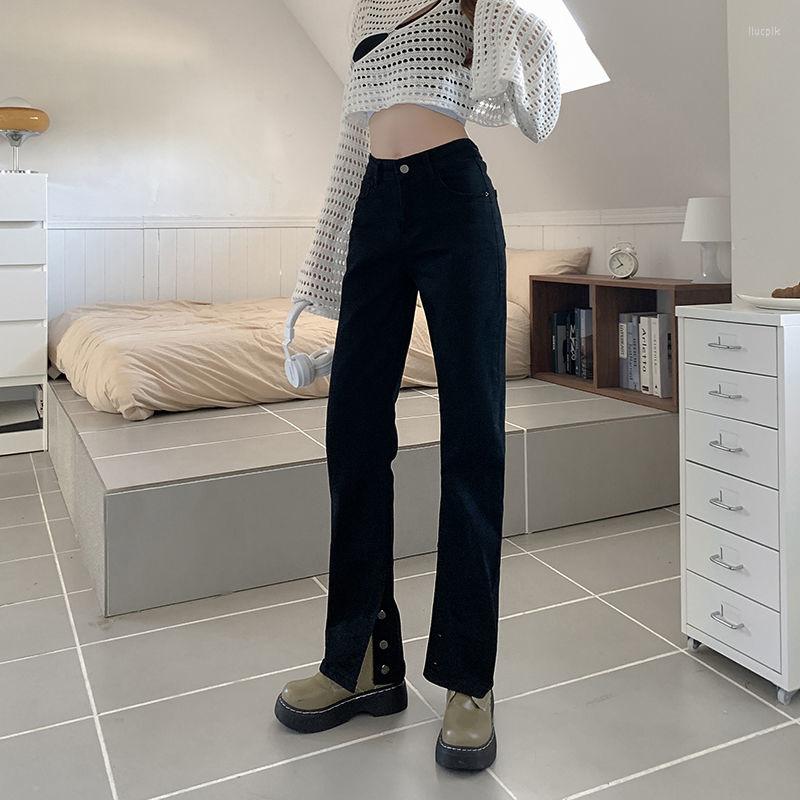 

Women' Jeans ILARES Y2k Straight Leg Woman Streetwear Korean Fashion Clothes Female Clothing Pant Women Women' Pants High Waist, Black