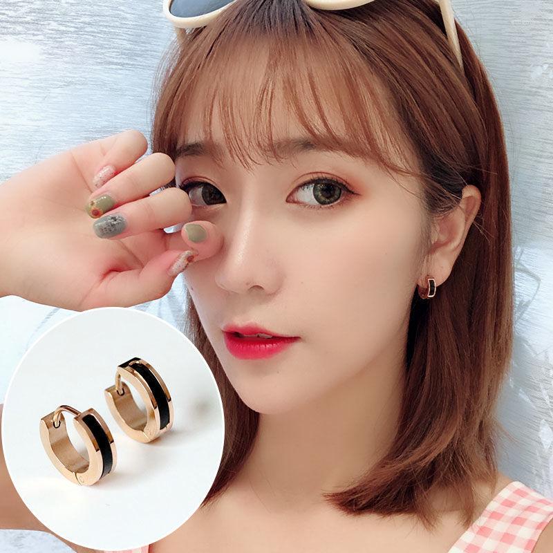 

Hoop Earrings Fashion Korean Titanium Steel Fadeless Inlaid Shell For Women Party Luxury Jewelry Female Piercing Accessories