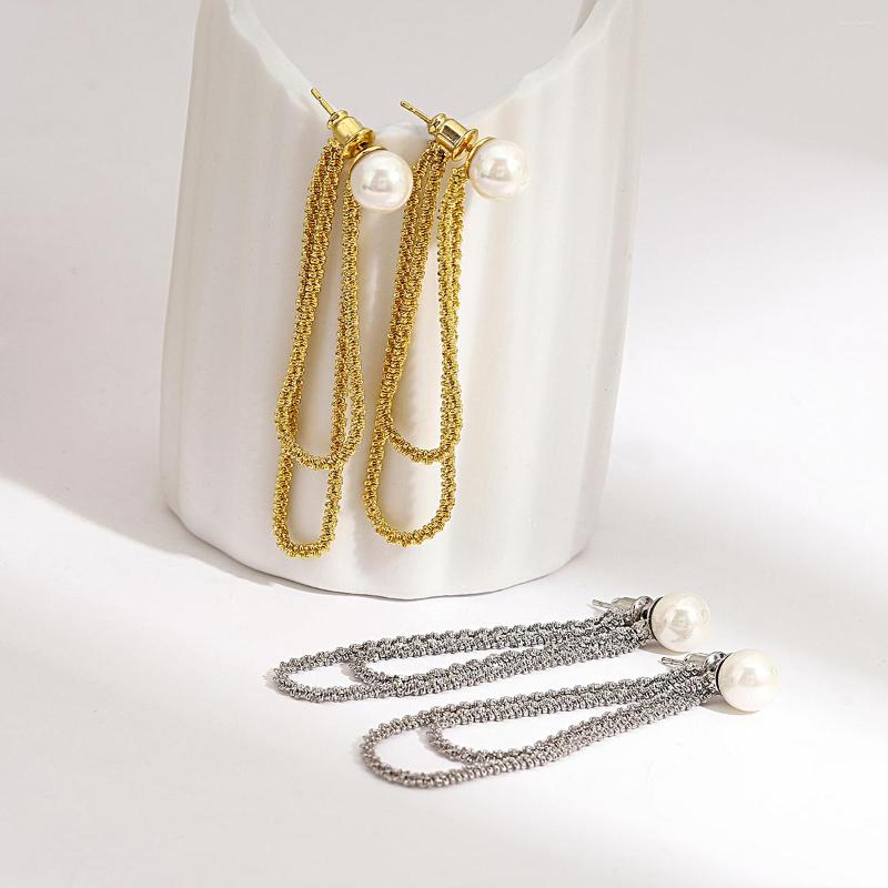 

Dangle Earrings Flashbuy Gold Color Alloy Chain Tassel Drop For Women Personality Charm Pearl Metal Earring Fashion Accessories