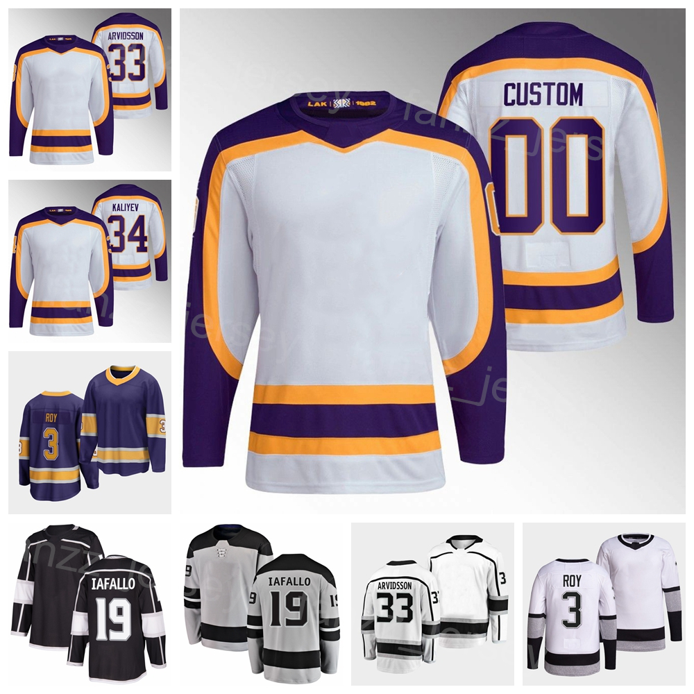 

2023 Reverse Retro Hockey 19 Alex Iafallo Jerseys 3 Matt Roy 46 Blake Lizotte Sean Durzi Rasmus Kupari Viktor Arvidsson Arthur Kaliyev Tobias Bjornfot Men Kids Women, White