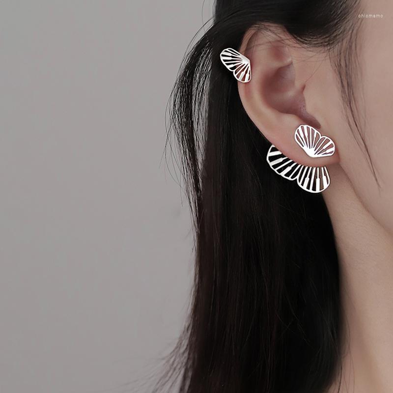 

Stud Earrings MIQIAO 2022 On The Ears Real 925 Sterling Silver Hollow Fan-Shaped Butterfly For Women Female Unusual Fashion