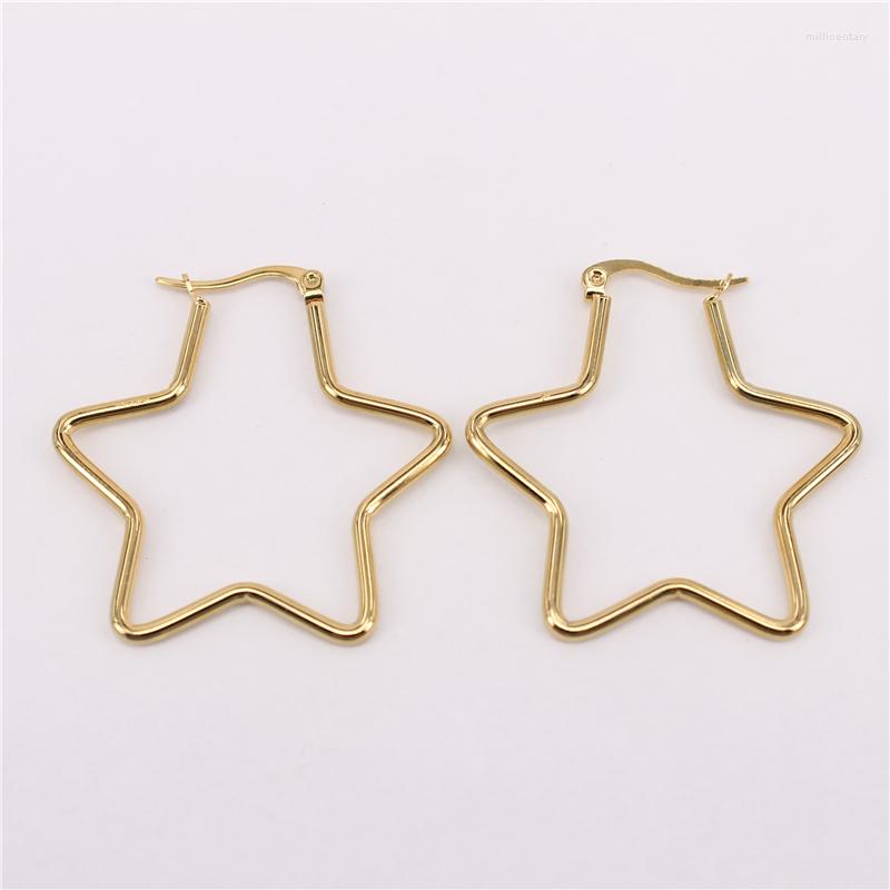 

Hoop Earrings Big For Women Five Stars 45mm 53mm 60mm 80mm Produtos Baratinhos Stainless Steel LH1020