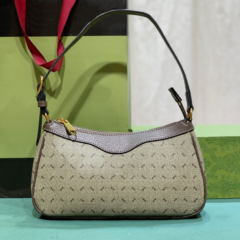 

Ophidia Shoulder Bag Crescent Handbag Canvas Subaxillary Bags Crossbody Purse Genuine Leather Trim Adjustable Top Handle Zipper Closure Clutch Wallet