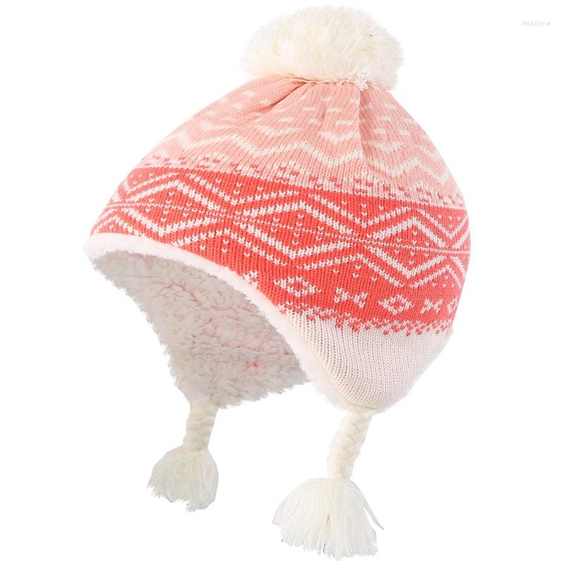 

Hats Connectyle Toddler Infant Baby Girls Fashion Sherpa Lined Knit Kids Jacquard Warm Hat With Earflap Winter, Pink