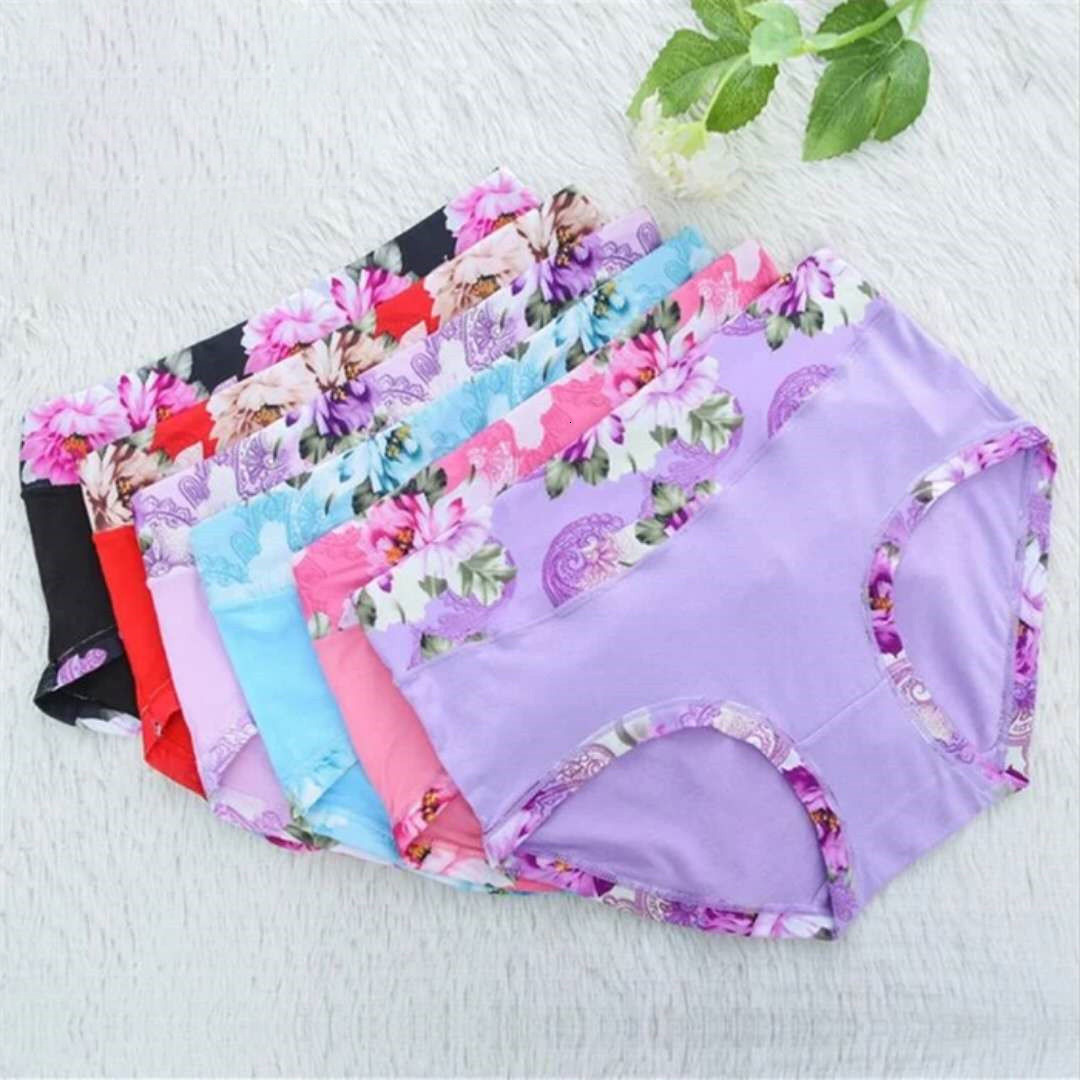 

Women' Panties 5Pcs Print Panties Women' Underwear Cute Cotton Panties Plus Size Briefs Girl Ladies lingeries Panty Sexy Underpants For Women 221202, 06