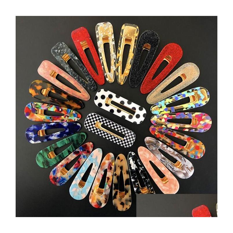 

Hair Clips Barrettes Girls Hair Barrettes Mixed Colors Waterdrop Acrylic Triangle Hairclip Vintage Girl Women Clips Geometric Snap Dh9Kw