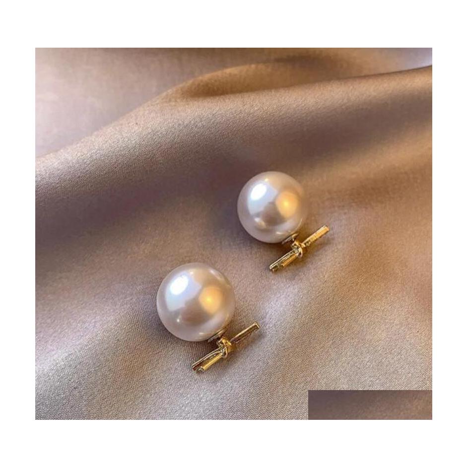 

Stud Knot Cross Pearl Earrings Stud Double Side Wear Crystal Suit Ear Drop Women 925 Sier Alloy Round Business Earring Fashion Europ Dhkxv