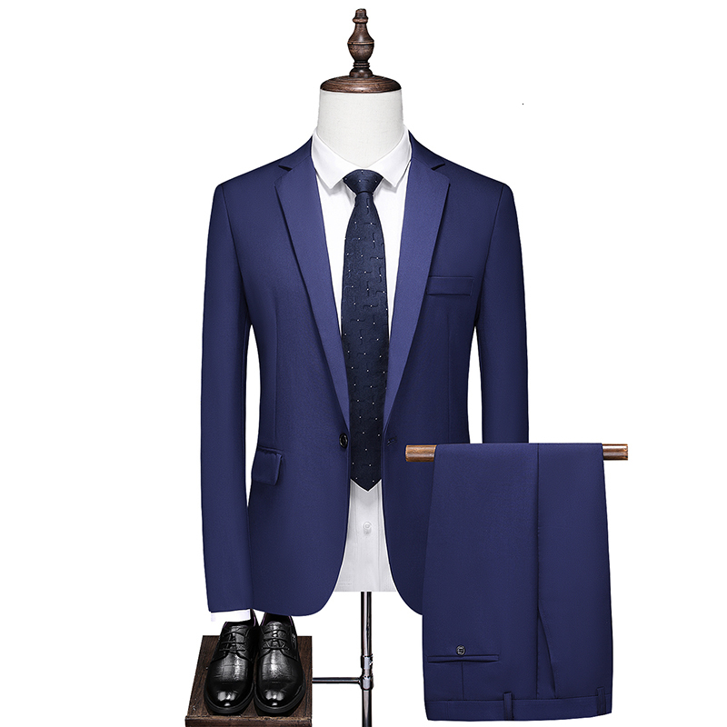 

Men's Suits Blazers Luxury 2 Piece Classic Fashion Slim Fit Solid Business Casual Plus Size Wedding Blazer Pants 221201, 2 pieces yellow