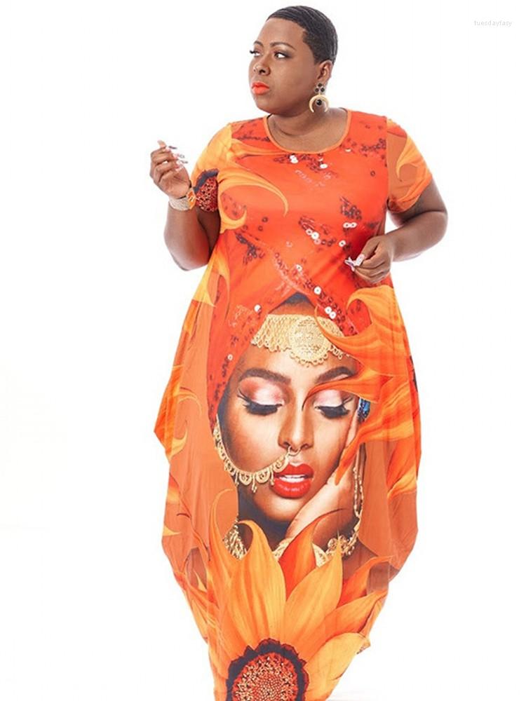 

Ethnic Clothing Robes African Maxi Dress Women Short Sleeve O Neck Traditional Africa Summer Print Dashiki Long 2022