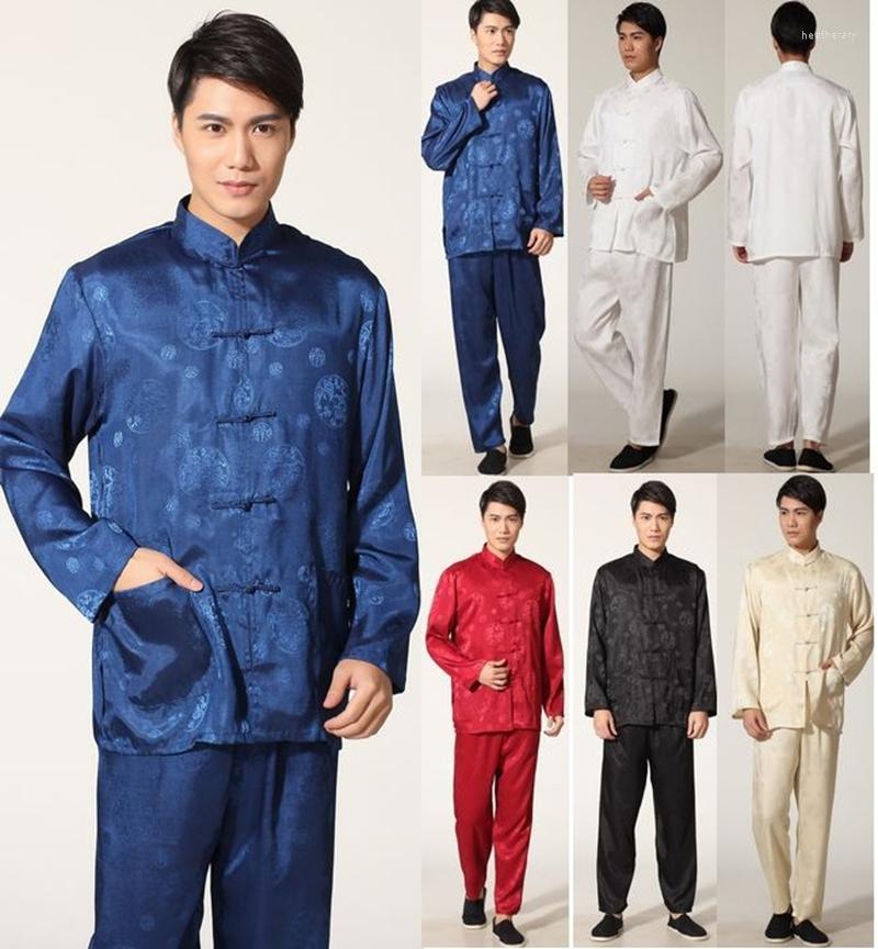 

Ethnic Clothing Middle-aged And Elderly Tang Suit Men Long-sleeved Tai Chi Chinese Hanfu Martial Arts Uniform