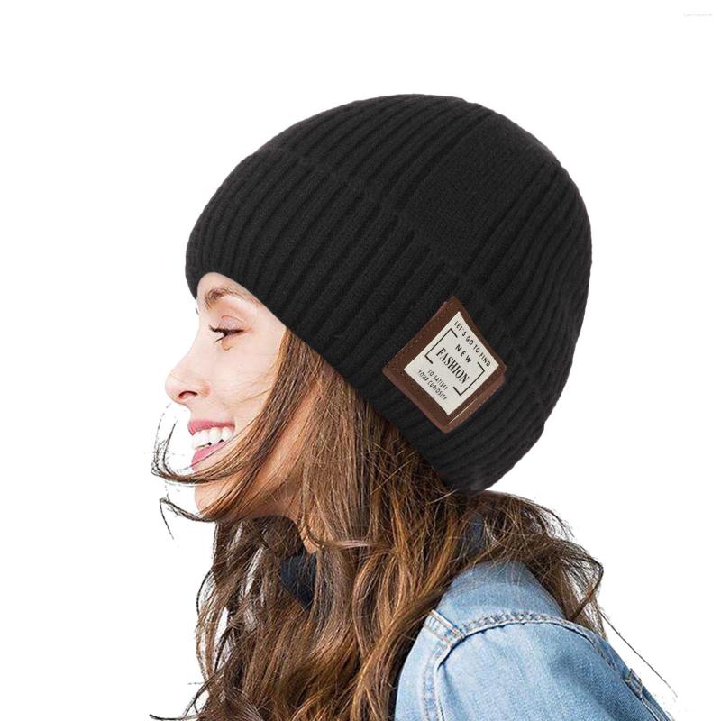 

Berets Womens Quilted Hat Winter Woolen Loose Oversized Knitted Warm Suitable Trapper Mens, Black