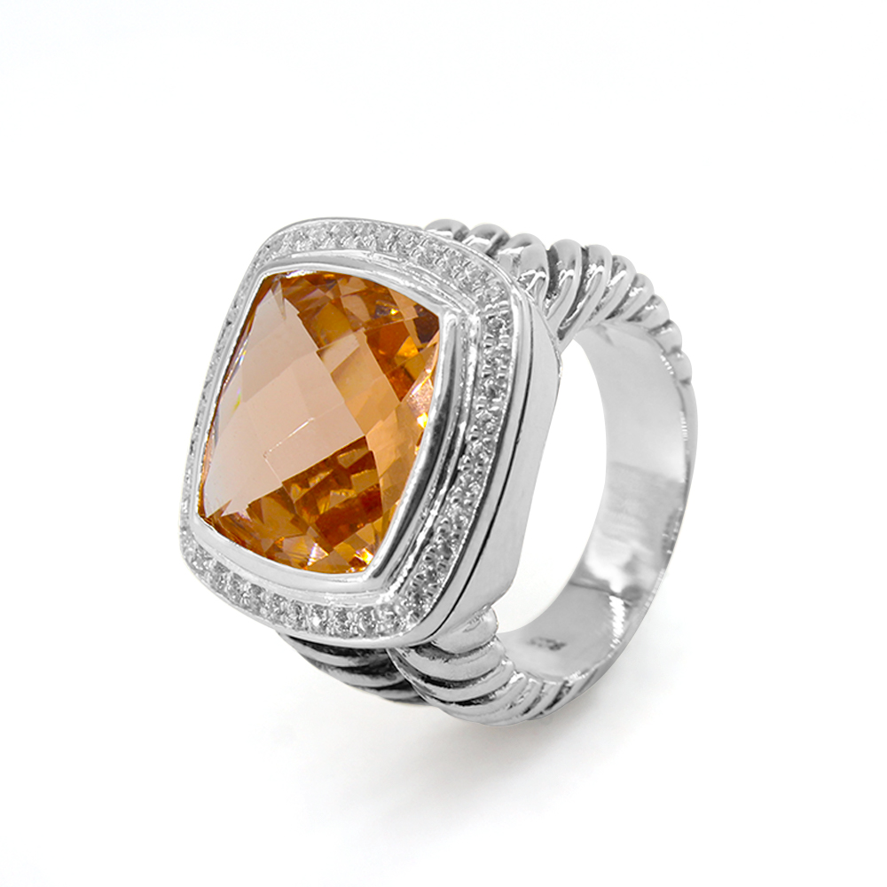 

New Design Sterling Silver Jewelry 14mm Morganite Ring for Women Jewellery rings 2022 trend a birthday present christmas