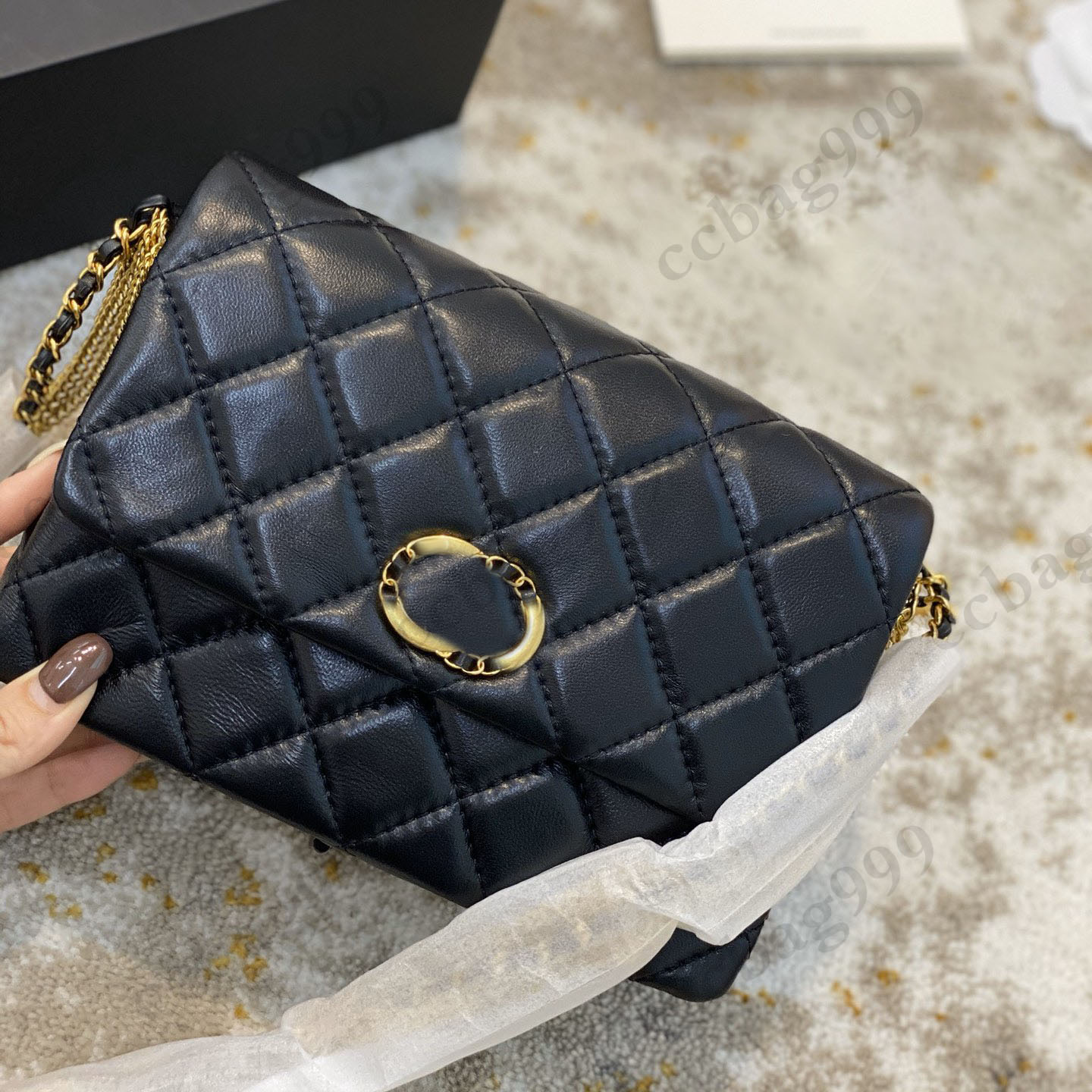 

French Designer Retro Coins Bags Top Lambskin Black Quilted Matelasse Oblique Single Shoulder Multi Pocket Purse Women Luxury Trend Handbags Wallets 21x14x10CM, Box