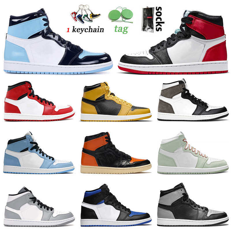 

Jumpman 1 Mens Basketball Shoes OG 1s Sneakers UNC Patent Satin Black Toe Pollen Dark Mocha University Blue Shadow Sea Twist Outdoor, B36 high og black gold 36-46