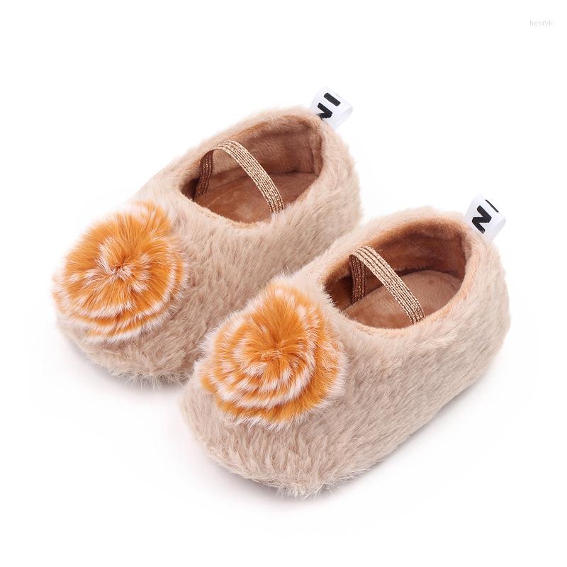 

First Walkers Winter Warm Baby Girl Shoes Cotton Fleece Upper Born Toddler For Girls Soft Sole Antiskid Infant Prewalkers, White