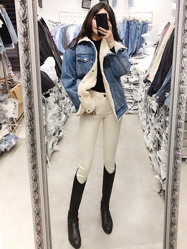 

Women's Jeans Spring And Autumn Fashion Casual Cotton Brand Stretch Clothing For Short Young Girls Female, Beige