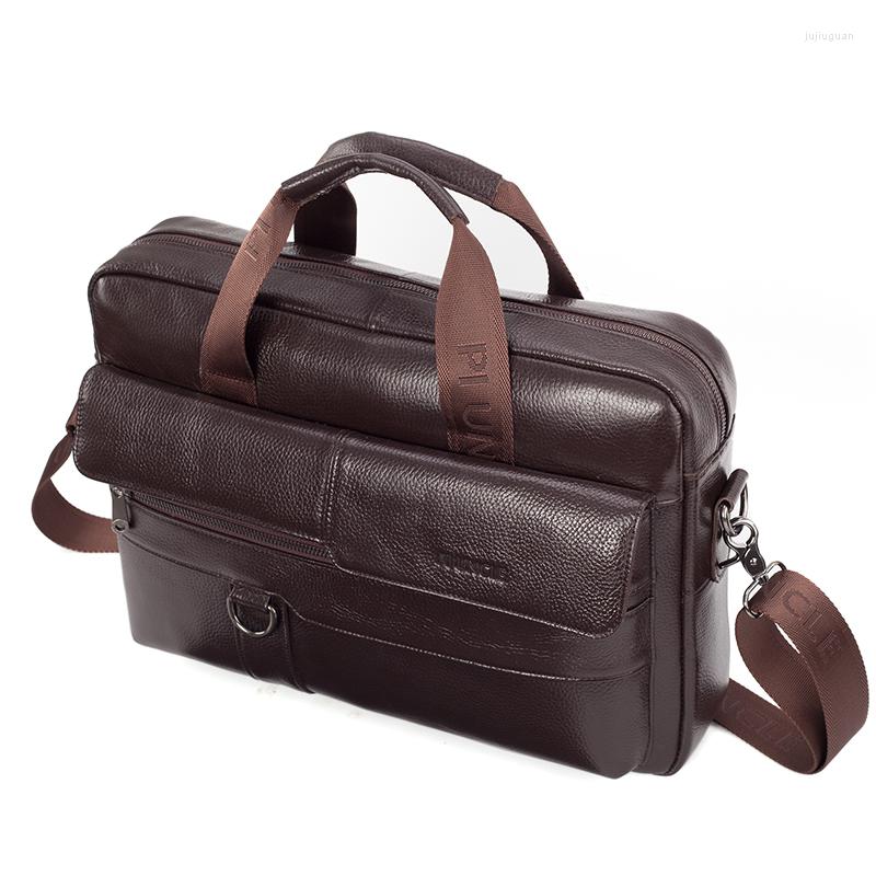 

Briefcases Men's 15.6" Laptop Bag Men Genuine Leather Computer Bags For A4 Document Totes Big Messenger, Black