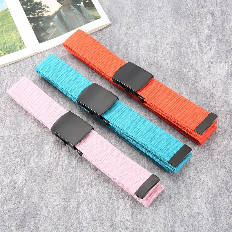 

Belts Canvas Children's Belt 3.5cm Wide Fashion Casual Jeans Accessories Outdoor Sports Tactics Nylon Youth Waistband For Unisex, Black