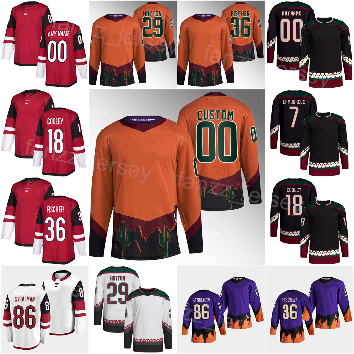 

2023 Reverse Retro Hockey 36 Christian Fischer Jerseys 29 Barrett Hayton 86 Anton Stralman 16 Andrew Ladd Karel Vejmelka Alex Galchenyuk Logan Cooley Conor Geekie, Black