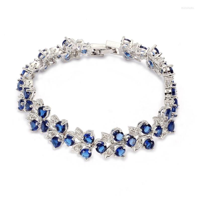 

Link Bracelets SHUNXUNZE Engagement Wedding Charms Bracelet Jewelry & Accessories For Women Alliance Purple Cubic Zirconia Rhodium