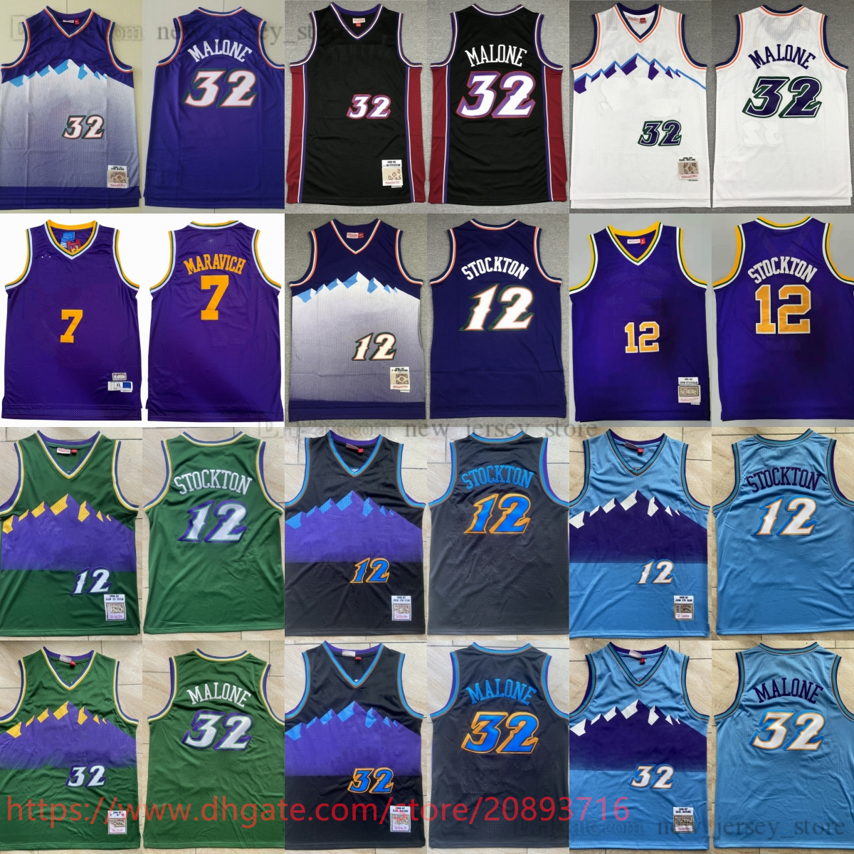 

Mitchell and Ness Basketball 32 Karl Malone Jerseys Retro Stitched 12 John Stockton White Purple 1996-97 1998-99 Black Jersey 7 Pete Maravich 30 Carlos Arroyo Vintage, Mitchell&ness