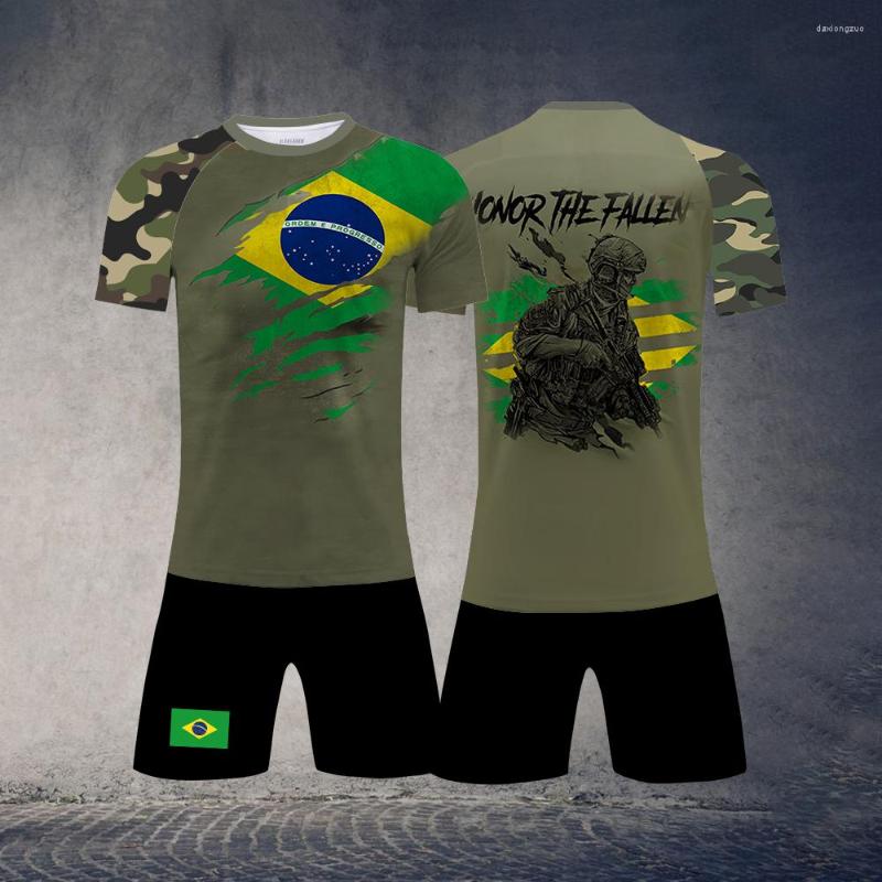 

Men's Tracksuits Summer Daily Men's Tshirt Set 3D Printing Shorts 2 Pcs Brazil National Flag Oversized Breathable Handsome Quick Dry, Ot9040