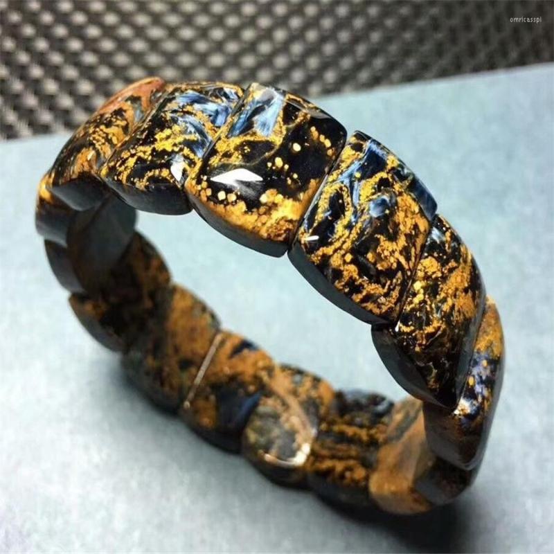 

Strand Genuine Natural Yellow Pietersite Namibia Stone Beads Women Man Charm Bracelet 18x13mm