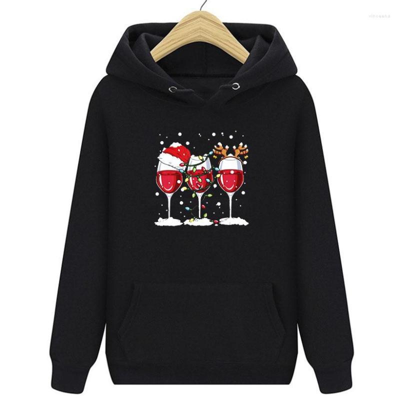 

Men's Hoodies 2022 Christmas Goblet Hoodie Print Funny Women Sweatshirts Long Sleeve Loose Winter, Red1