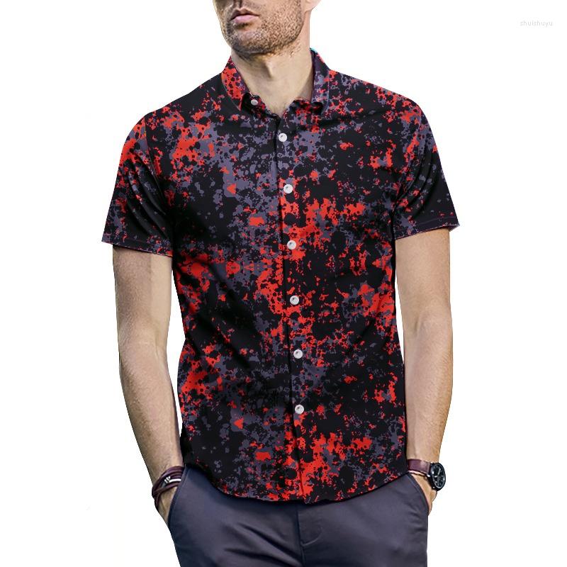 

Men's Casual Shirts Men Adult Summer Short Sleeve Shirt 2022 Contrast Print Young Originality Fashion Loose Men's, Black