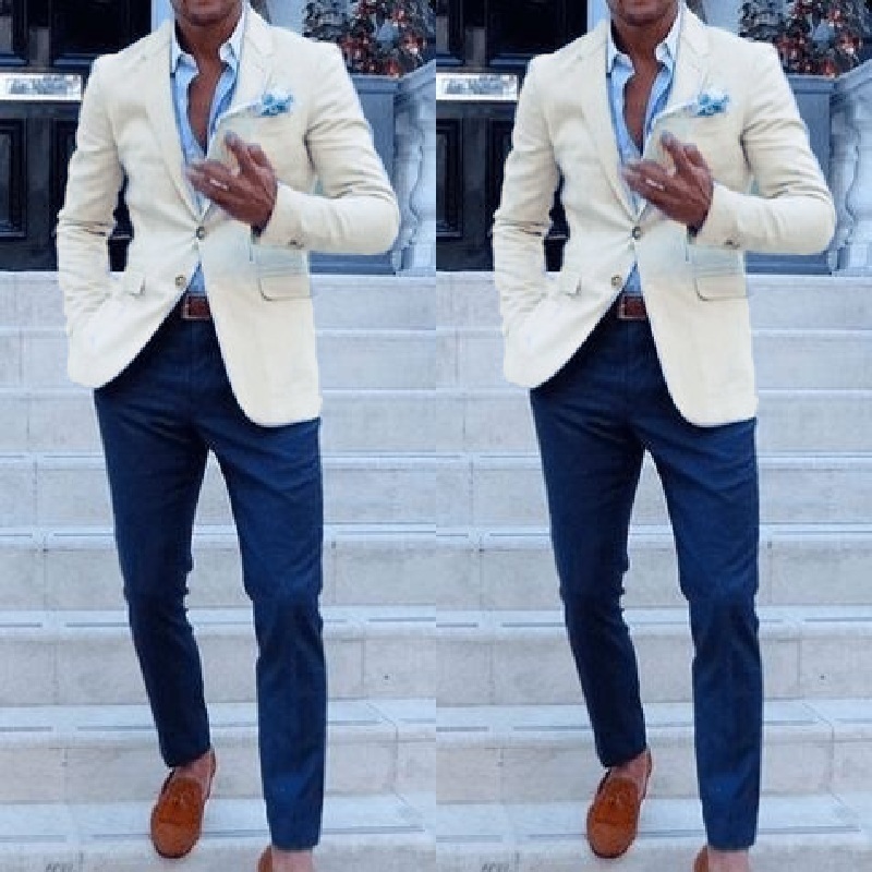 

Men's Suits Blazers Custom Made Men for Wedding Groom Tuxedos Classic outfit Man 2 Pieces Groomsmen Wear Ivory jacketbluepant 221201, All black