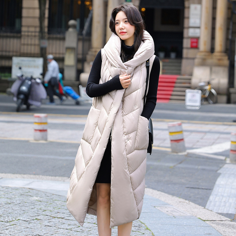 

Women's Vests High Quality Women Winter Jacket Cotton Padded Thicken Hooded Female Long Vest Warm Sleeveless Coat Waistcoat Fashion 221202, White