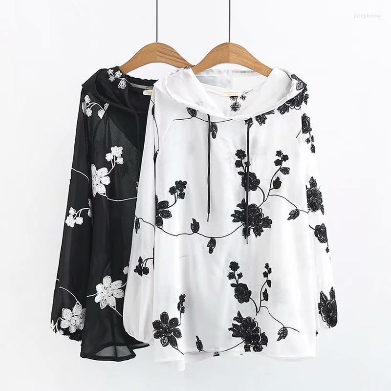 

Women's Jackets Women's Coat Jacket 2022 Summer Long Sleeve Hooded Embroidered Casual PulloverJacket Outerwear Sun Protection Clothing, White