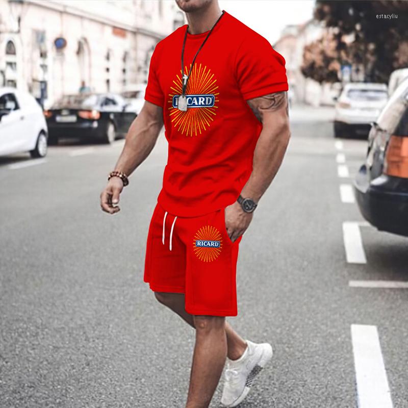 

Men's Tracksuits T-Shirt Set Men Suit Soild Color Men's Clothing Fashion France Ricard Male Tracksuit T Shirt Jogging Clothes, Kz-ot8798