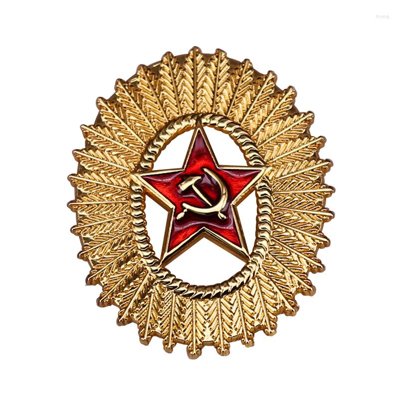 

Brooches Soviet USSR Russian Red Star Hammer & Sickle Hat Badge CCCP Communism Military Army Brooch Lapel Pin Jewelry