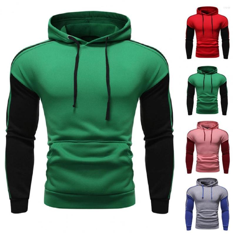 

Men's Hoodies Men Hoodie Solid Color Elastic Cuff Sweatshirt Long Sleeve Big Pocket Autumn Men's Clothing, Green